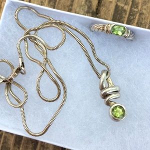 Size 7 Sterling Peridot ring and Neckalce